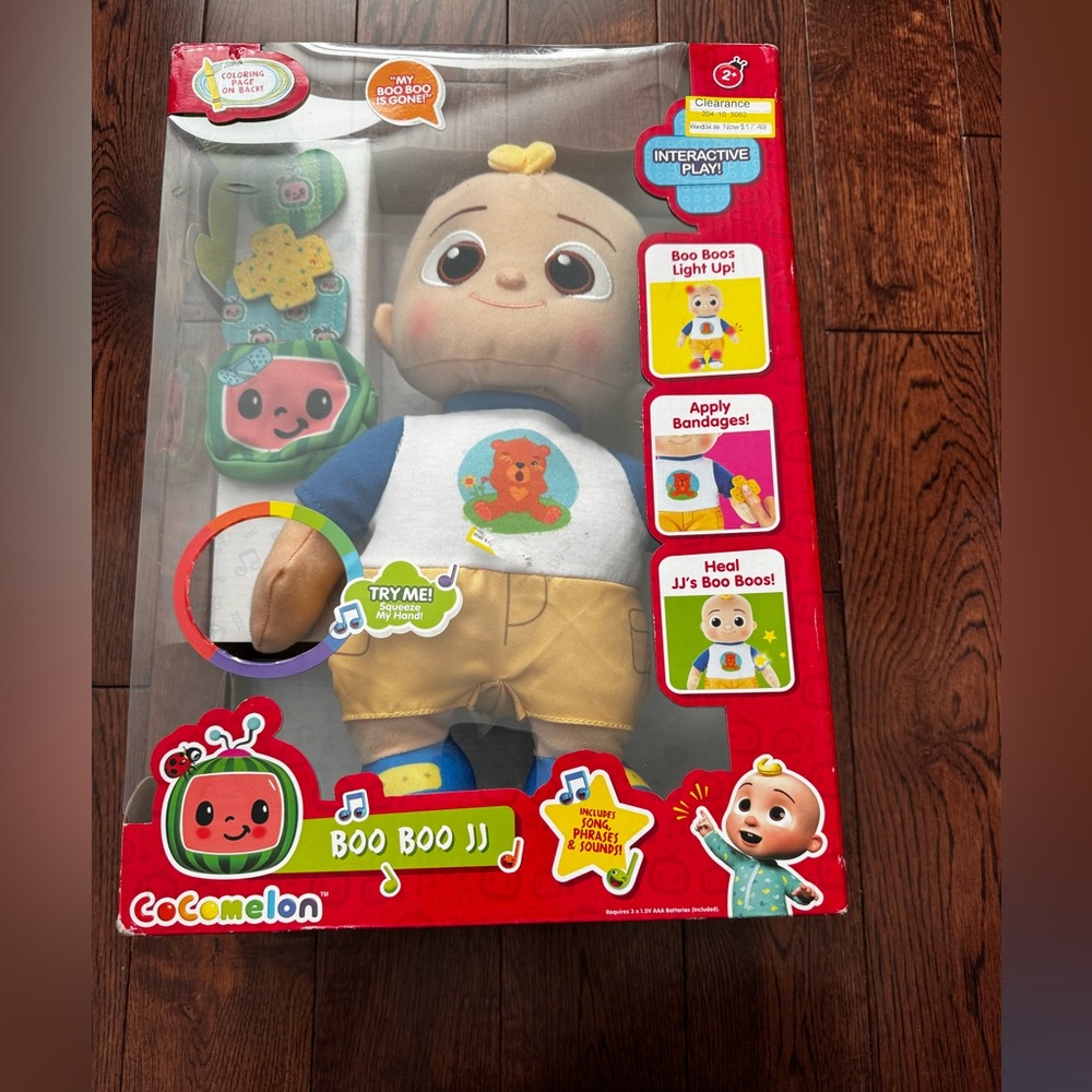 CoComelon Boo Boo JJ Interactive Plush Toy - White, Blue, Yellow